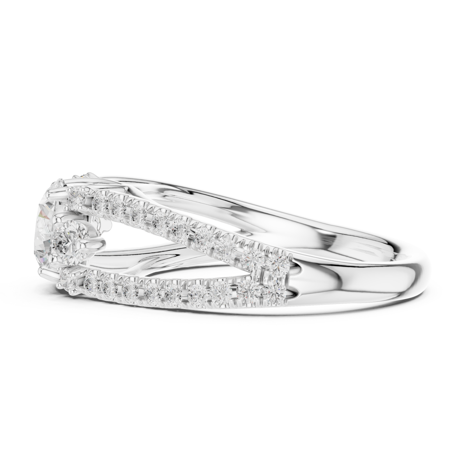  White Gold Lumina Crest Band Ring Side View
