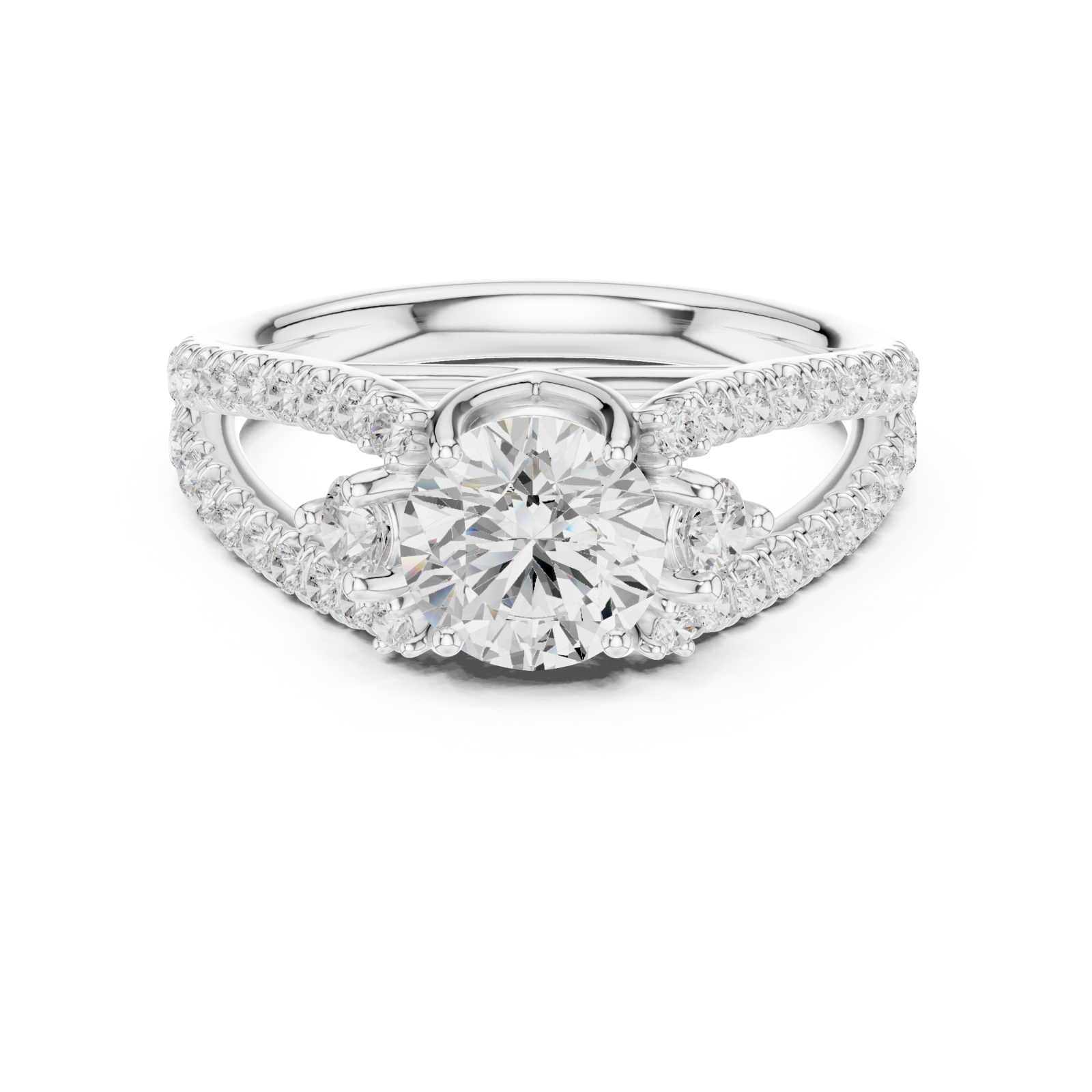  White Gold Lumina Crest Band Ring Front View