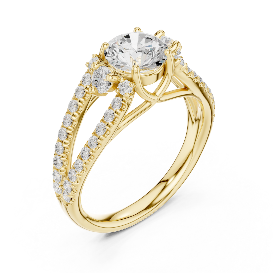 Gold Lumina Crest Band Ring Right View