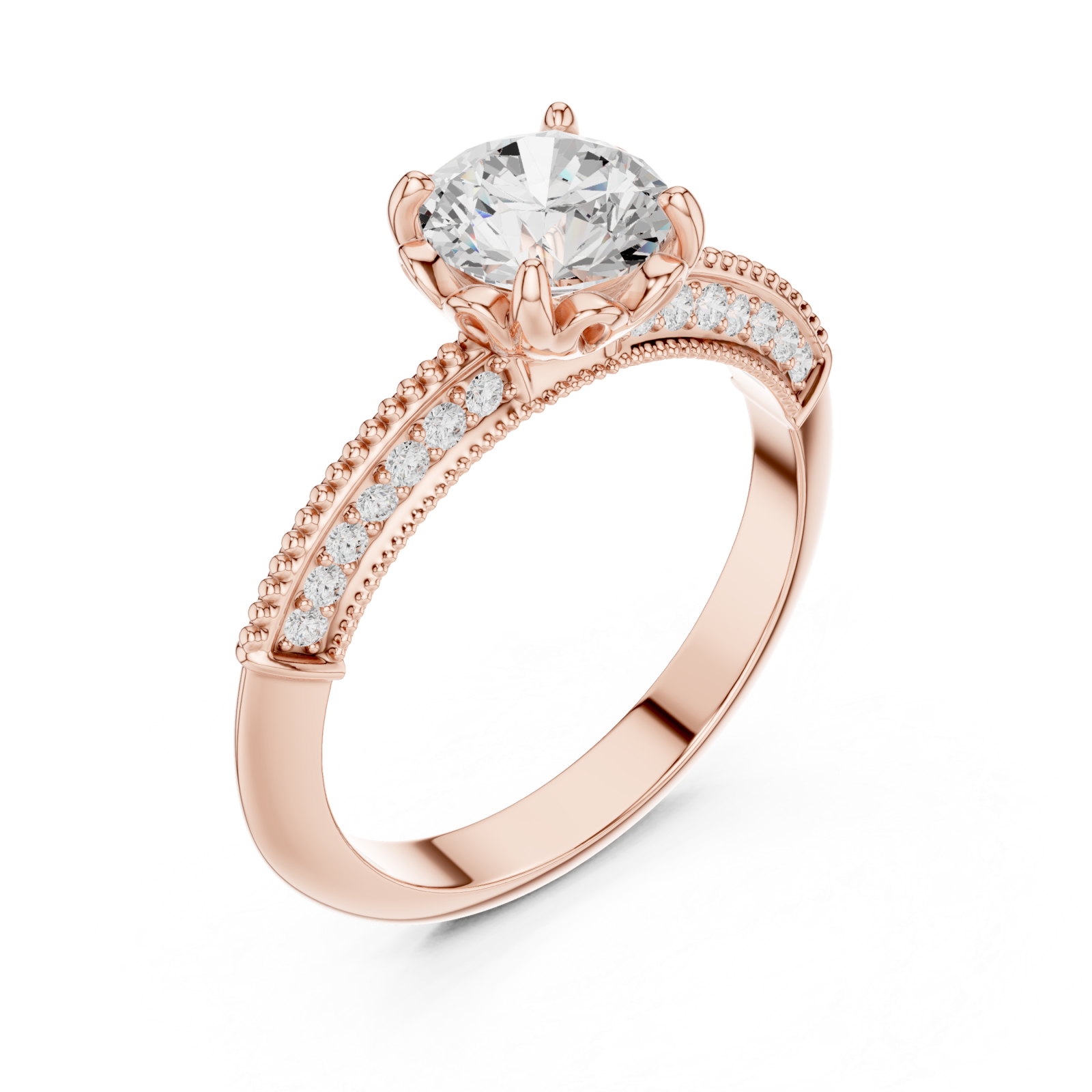 Rose Gold Radiant Blossom Halo Ring Right View