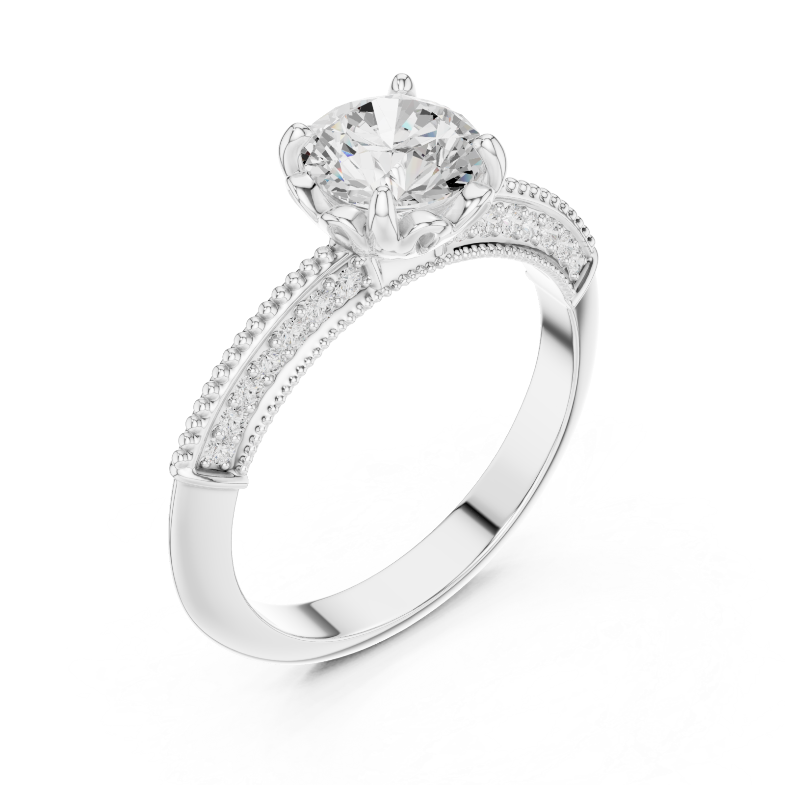  White Gold Radiant Blossom Halo Ring Right View