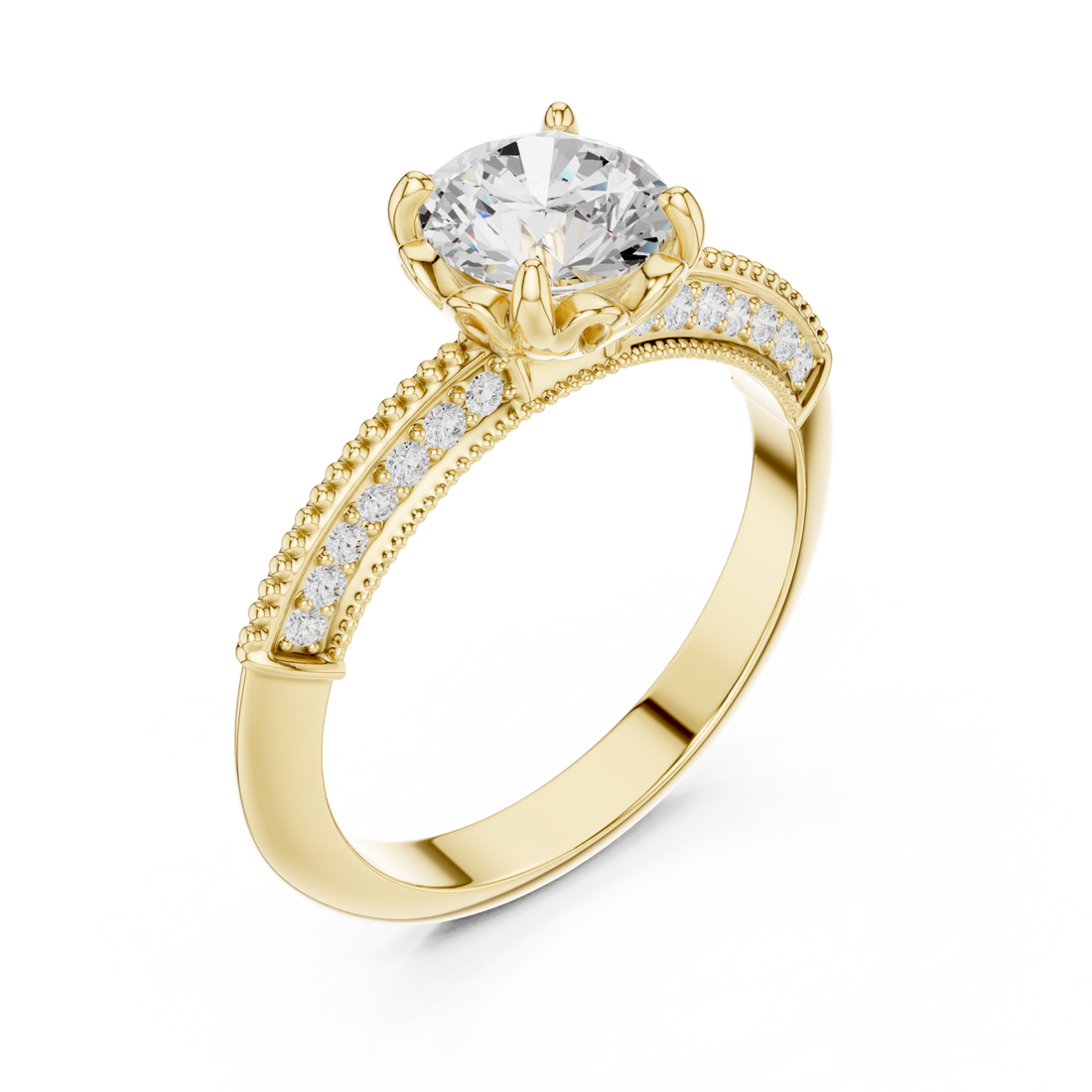 Gold Radiant Blossom Halo Ring Right View