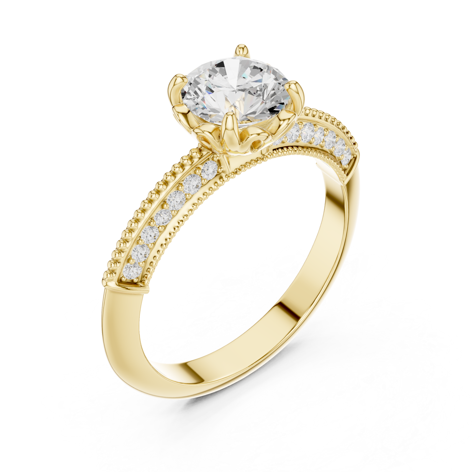 Gold Radiant Blossom Halo Ring Right View