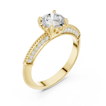 Gold Radiant Blossom Halo Ring Right View