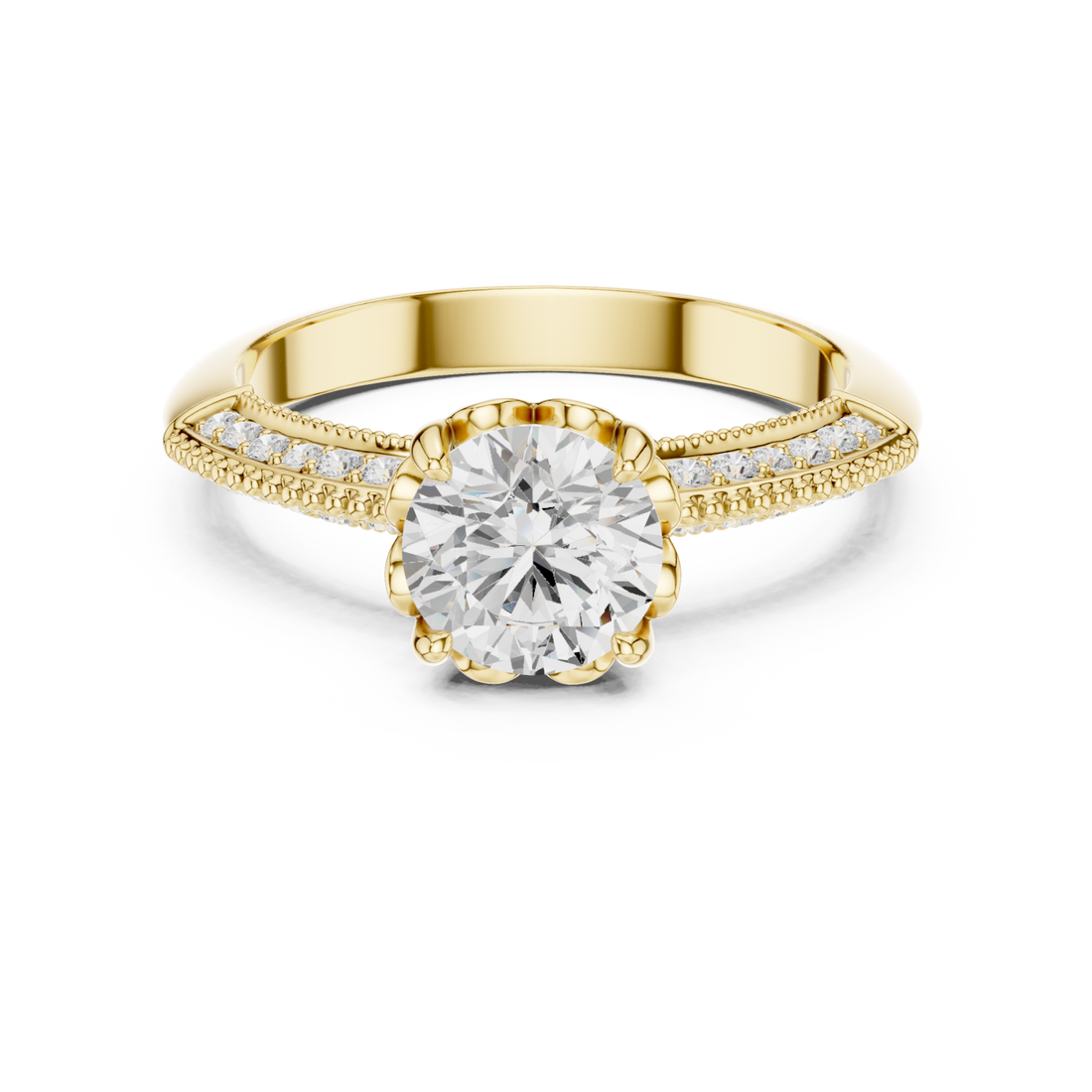 Gold Radiant Blossom Halo Ring Right View