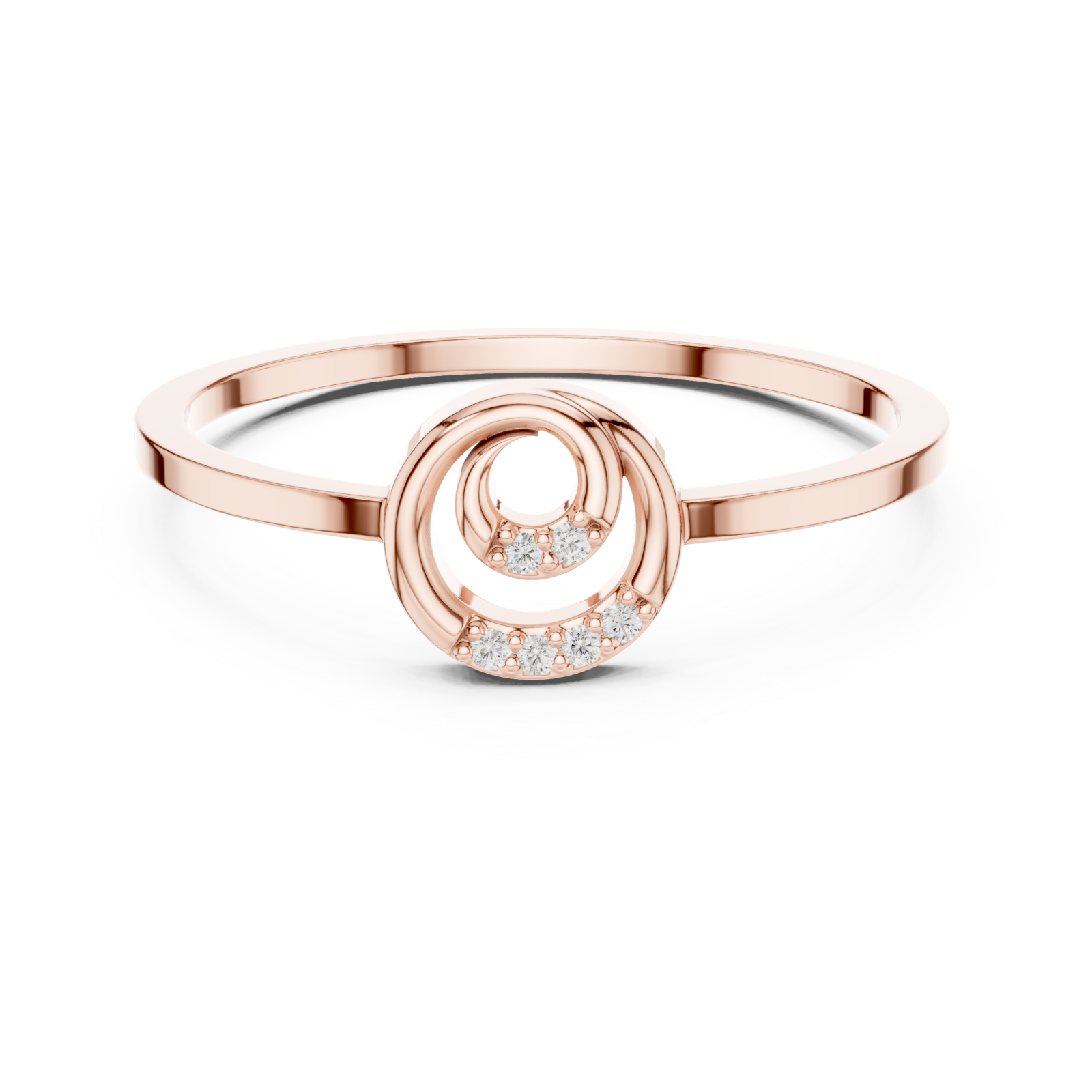  Rose Gold Modern Dreamer Statement Band Ring Front View