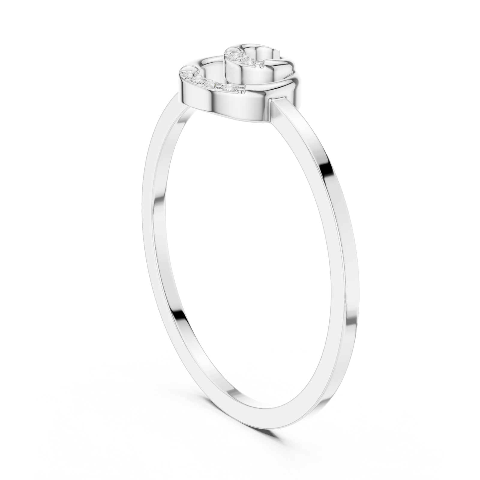  White Gold Modern Dreamer Statement Band Ring Left View