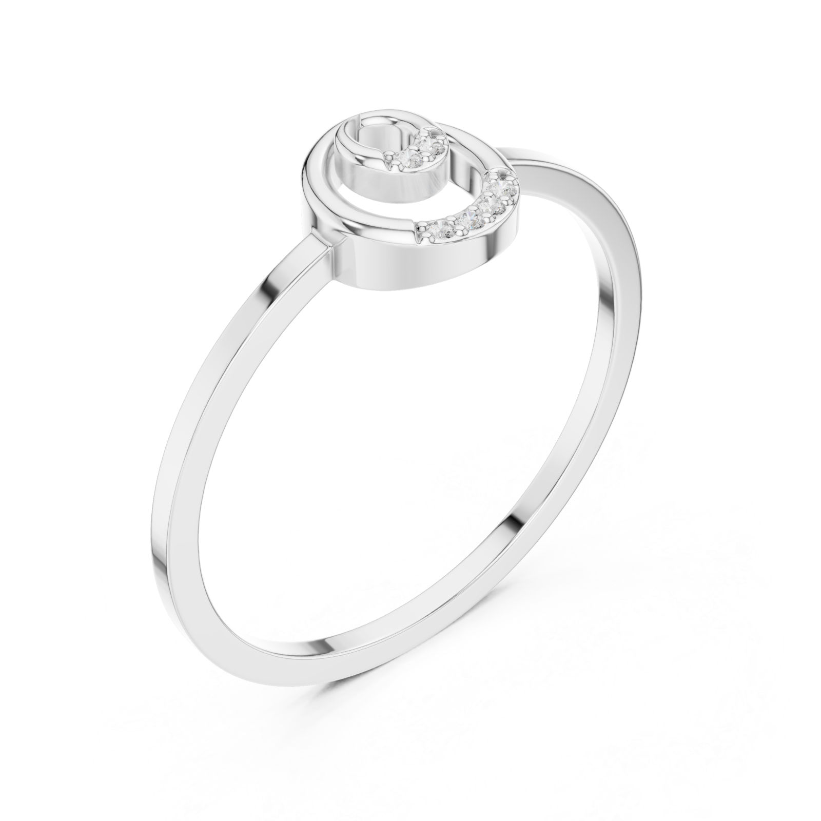  White Gold Modern Dreamer Statement Band Ring Right View