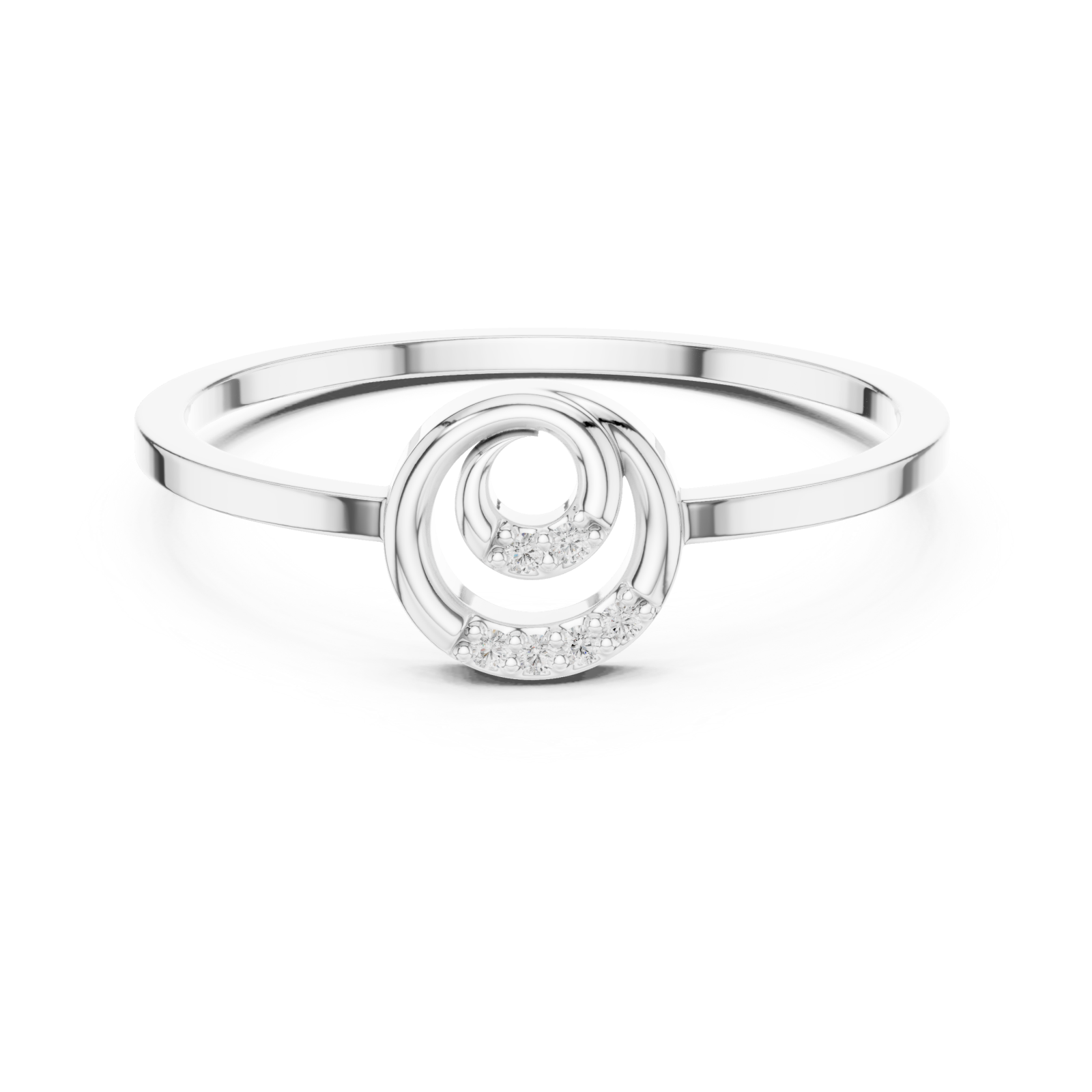  White Gold Modern Dreamer Statement Band Ring Front View