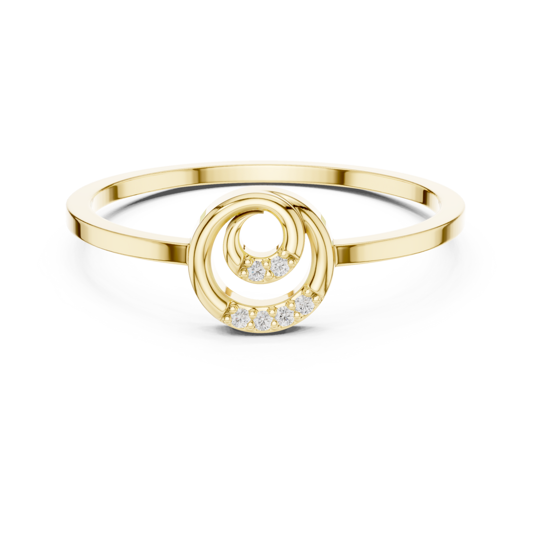Gold Modern Dreamer Statement Band Ring Right View