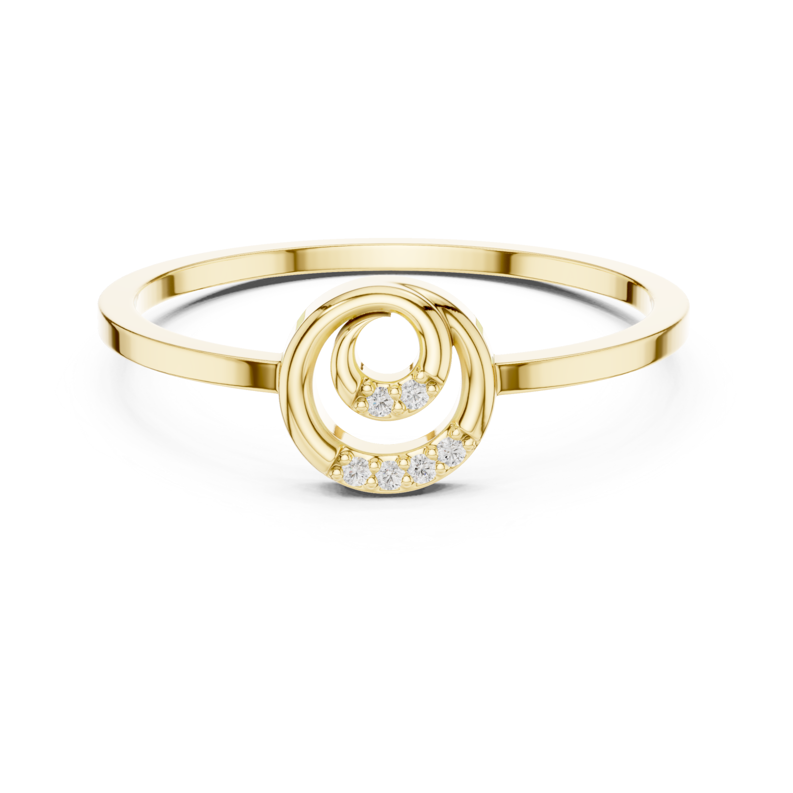  Gold Modern Dreamer Statement Band Ring Front View