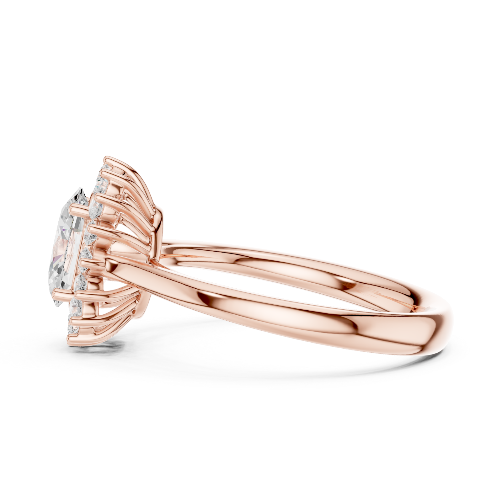  Rose Gold Celestial Halo Blossom Ring Side View