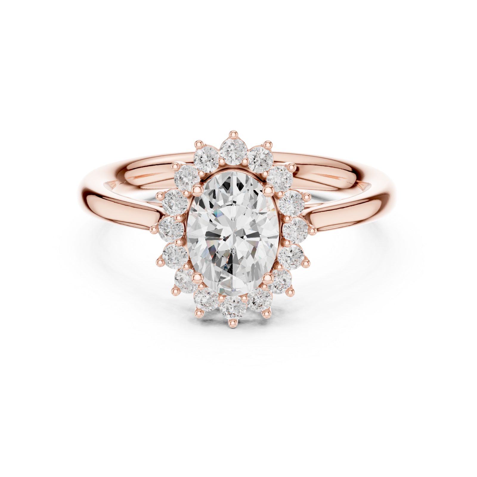  Rose Gold Celestial Halo Blossom Ring Front View