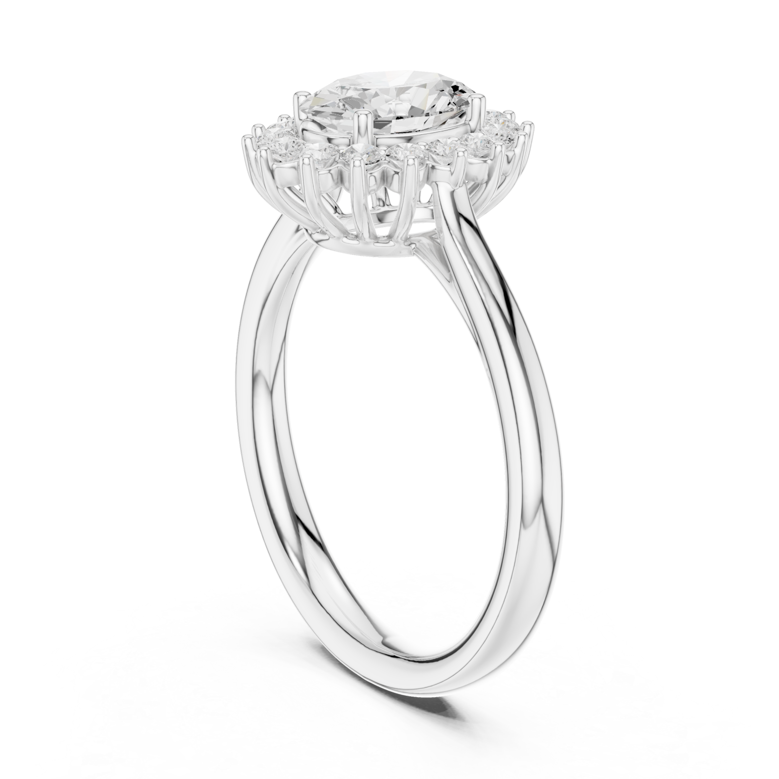  White Gold Celestial Halo Blossom Ring Left View