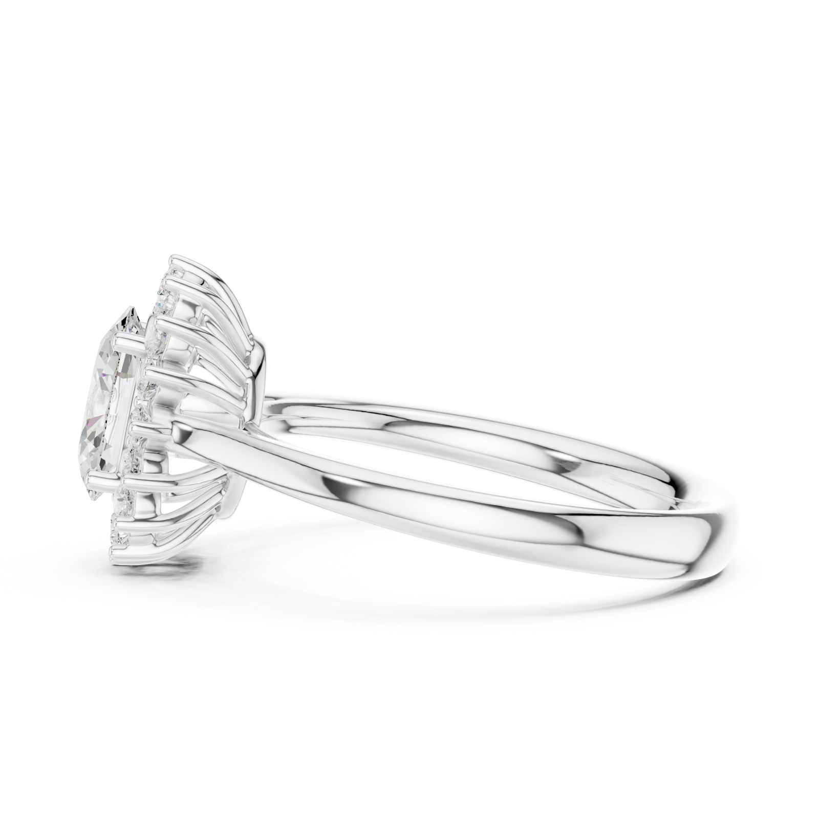  White Gold Celestial Halo Blossom Ring Side View