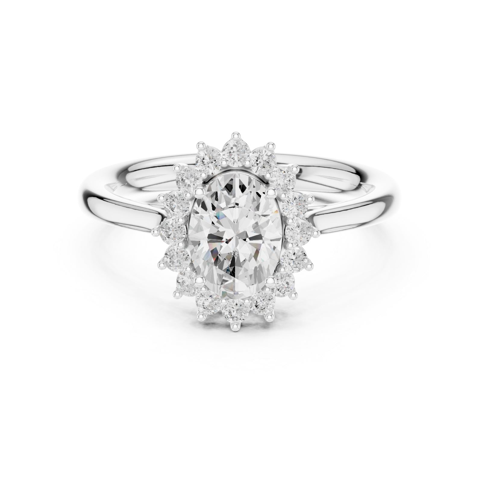  White Gold Celestial Halo Blossom Ring Front View