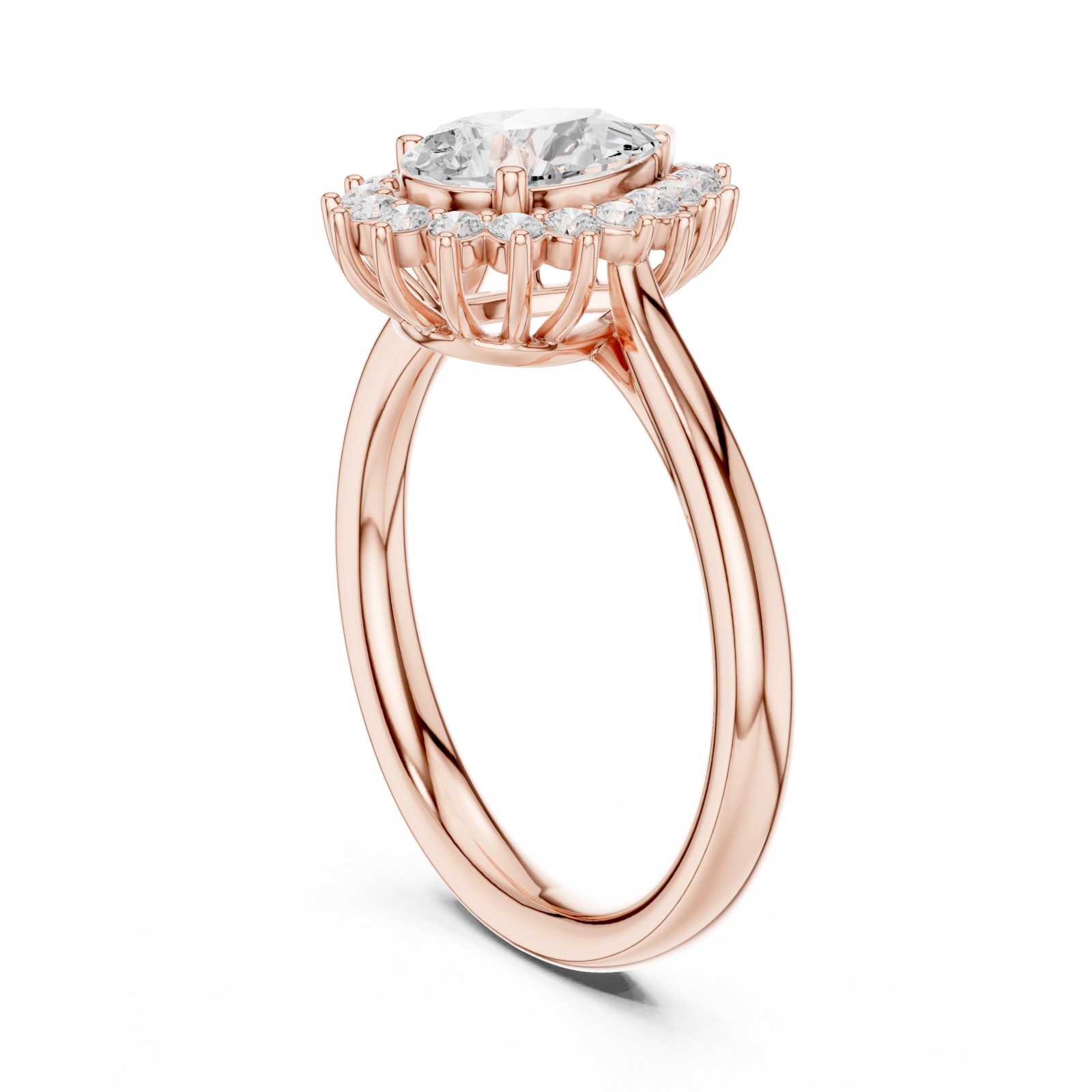  Rose Gold Teardrop Regal Crown Ring Left View