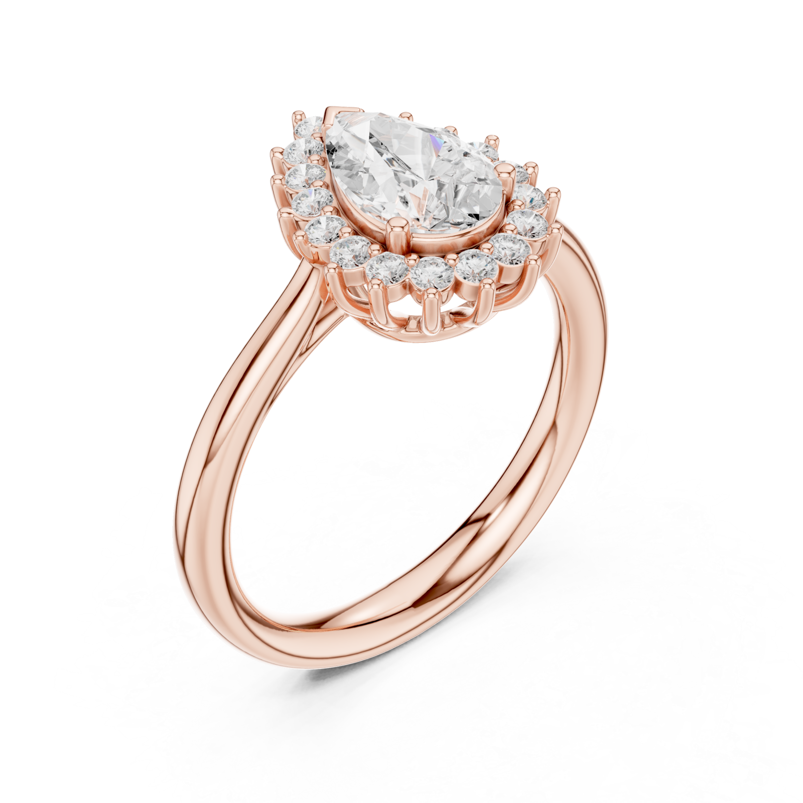  Rose Gold Teardrop Regal Crown Ring Right View