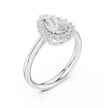  White Gold Teardrop Regal Crown Ring Right View