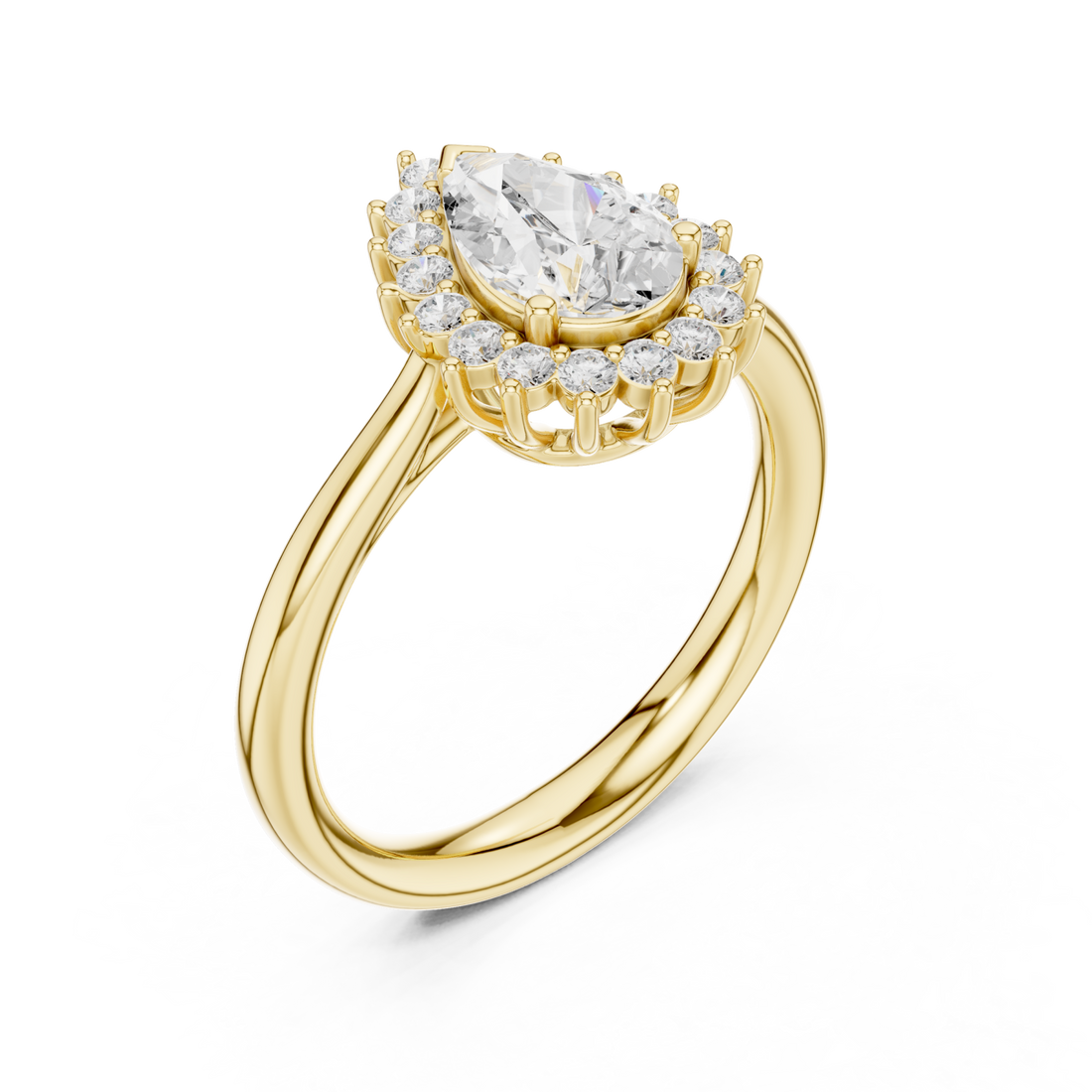 Gold Teardrop Regal Crown Ring Right View
