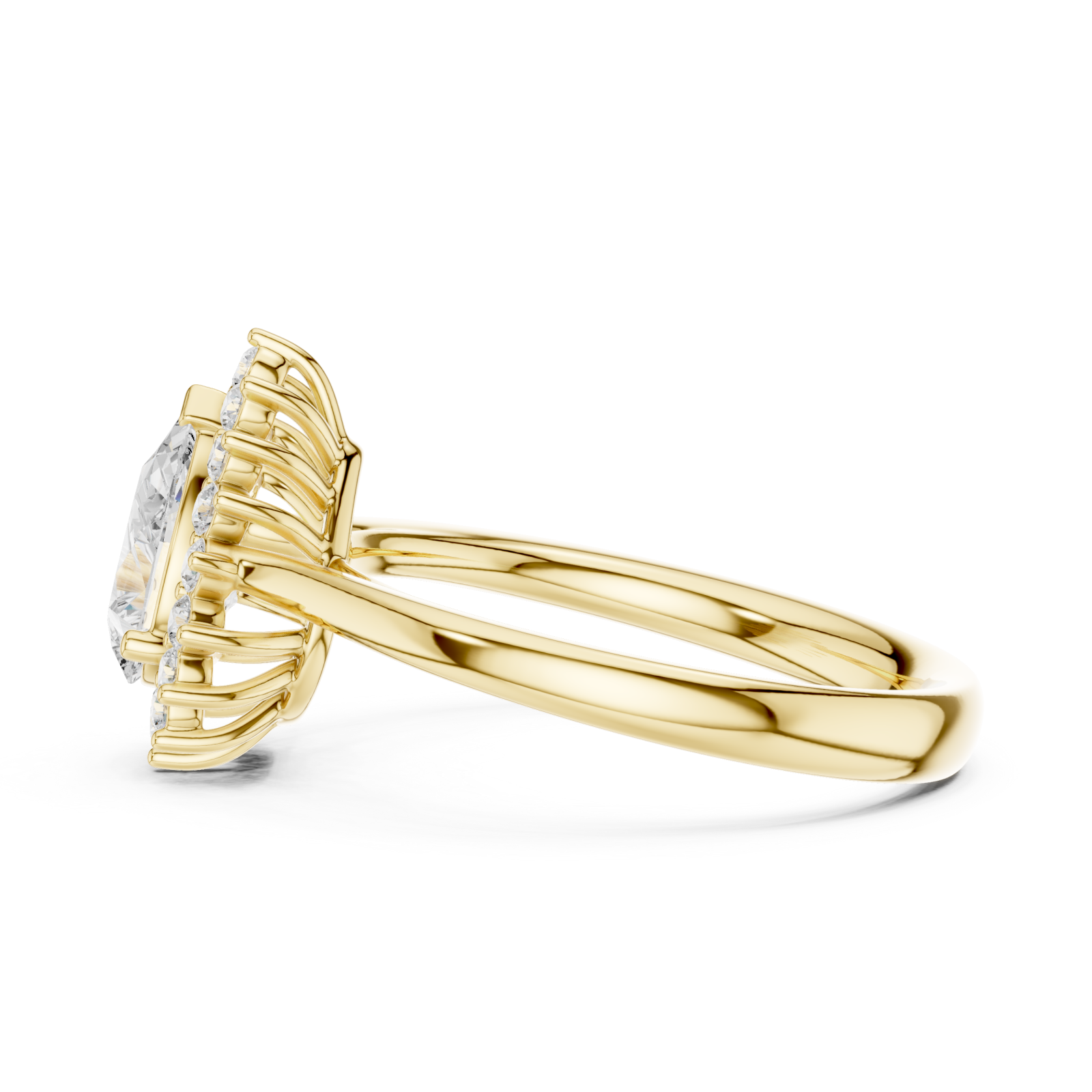  Gold Teardrop Regal Crown Ring Side View
