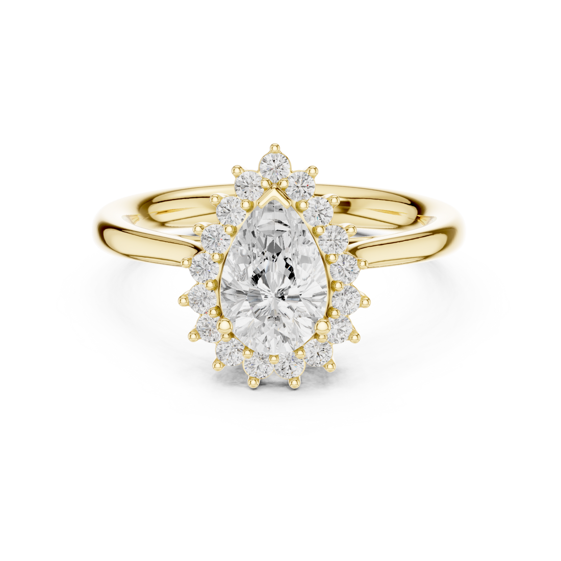 Gold Teardrop Regal Crown Ring Right View