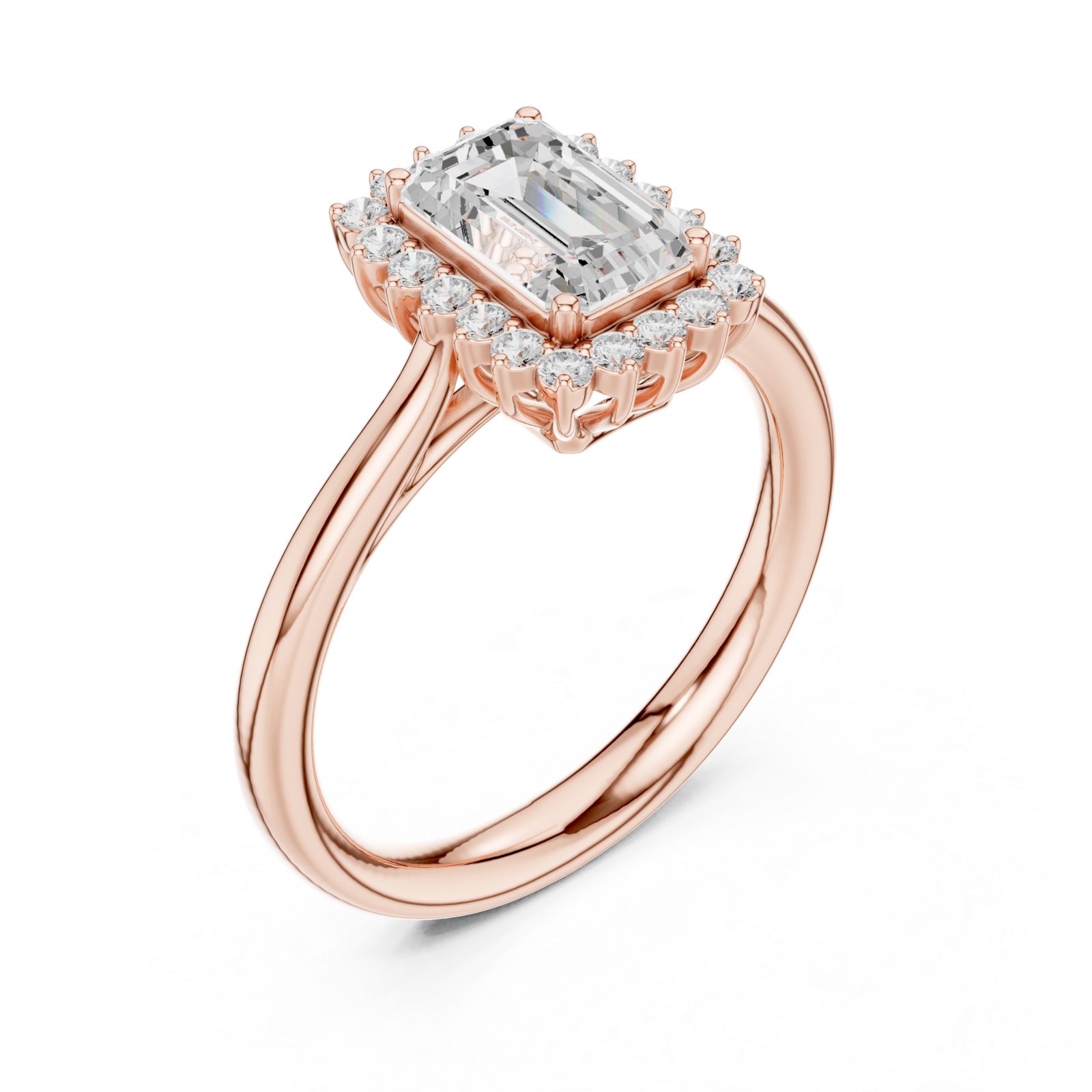  Rose Gold Emerald Halo Grace Ring Right View
