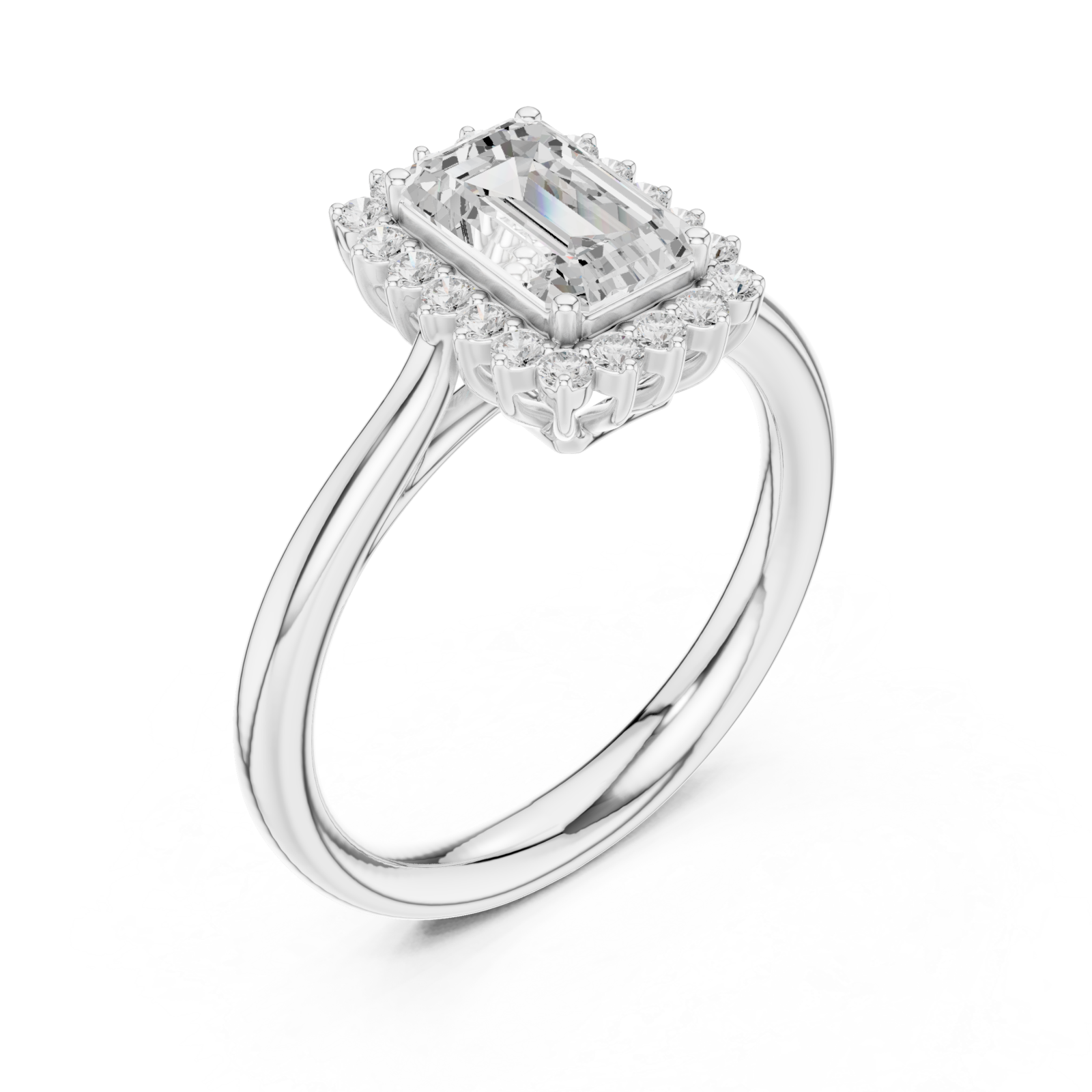  White Gold Emerald Halo Grace Ring Right View