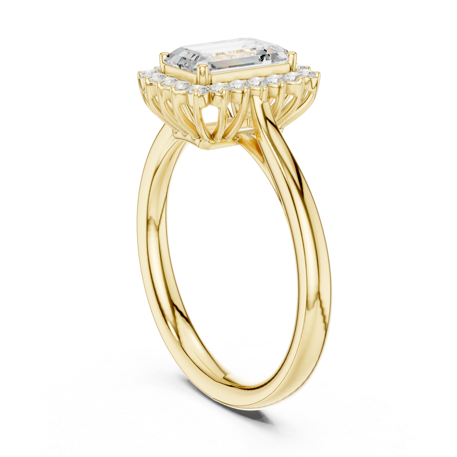  Gold Emerald Halo Grace Ring Left View