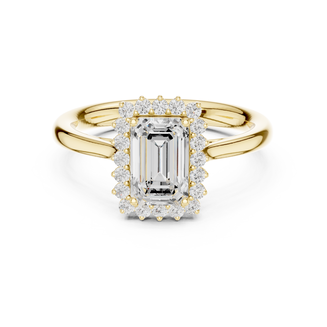 Gold Emerald Halo Grace Ring Right View