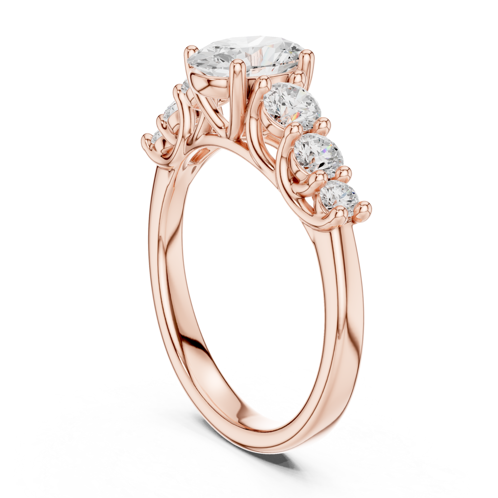  Rose Gold Radiant Marquis Ensemble Ring Left View