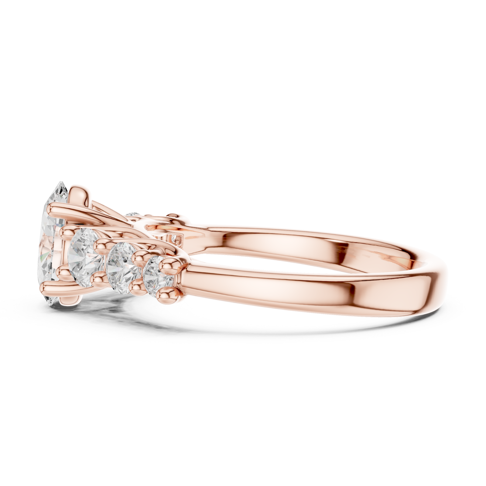  Rose Gold Radiant Marquis Ensemble Ring Side View
