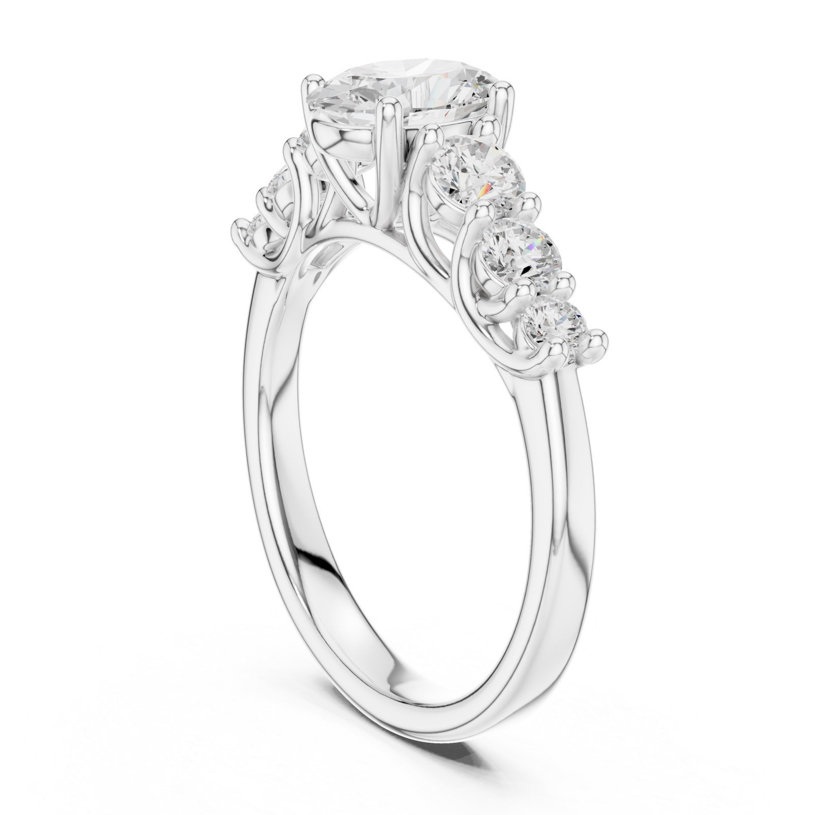  White Gold Radiant Marquis Ensemble Ring Left View