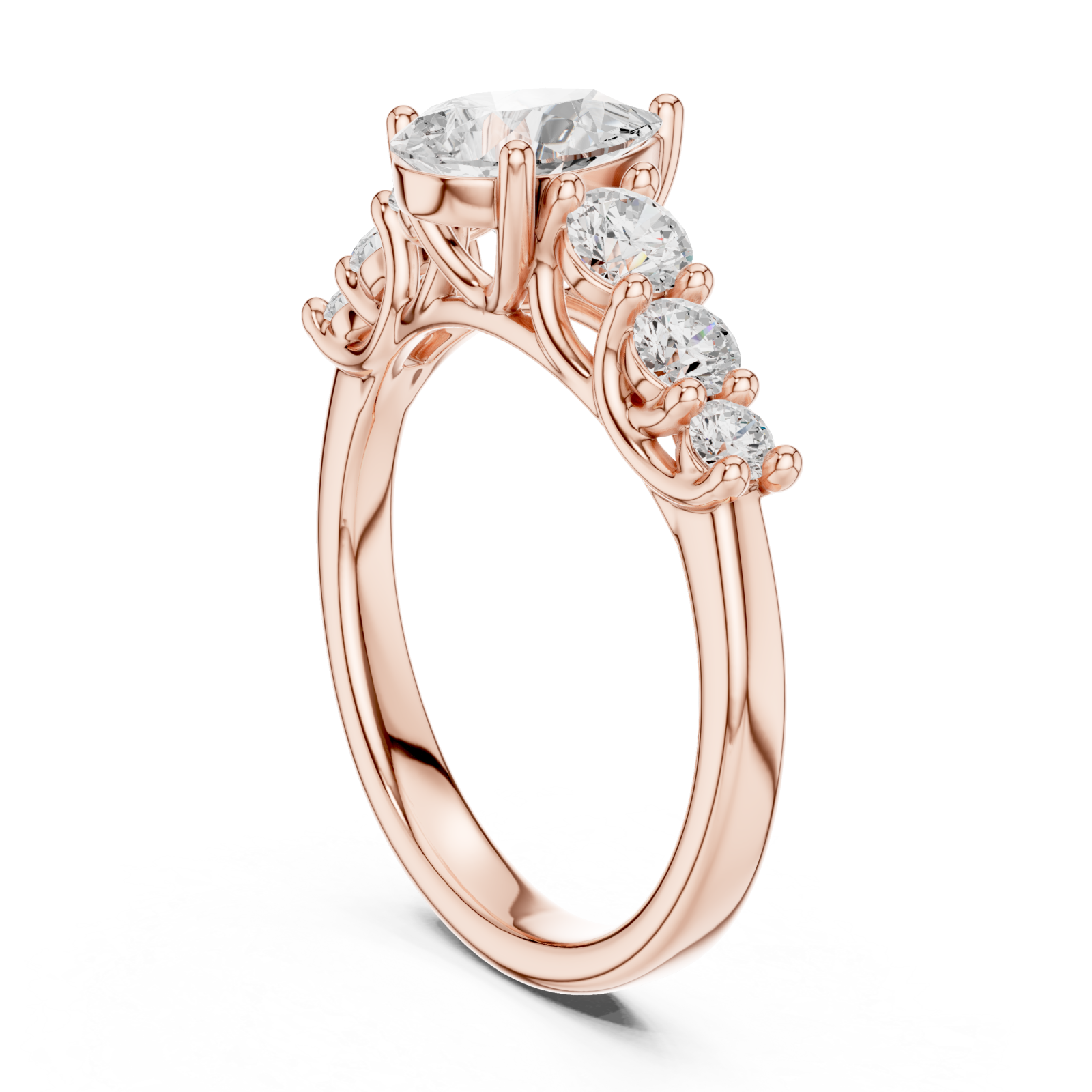  Rose Gold Celestial Teardrop Radiance Ring Left View