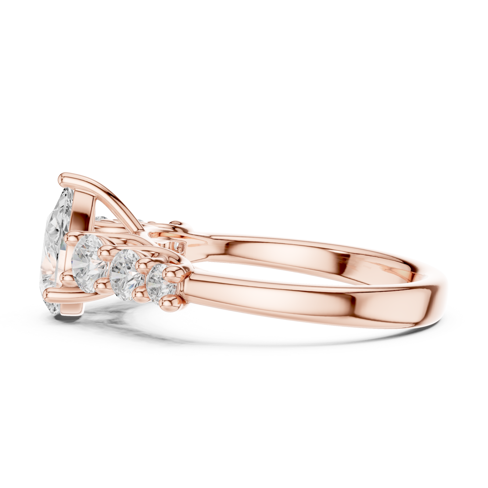  Rose Gold Celestial Teardrop Radiance Ring Side View