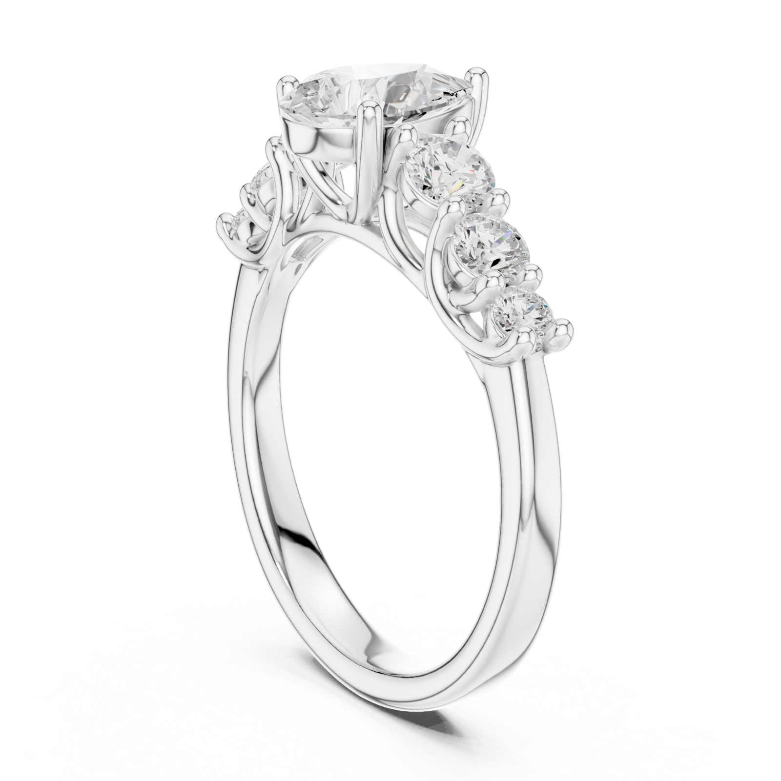  White Gold Celestial Teardrop Radiance Ring Left View