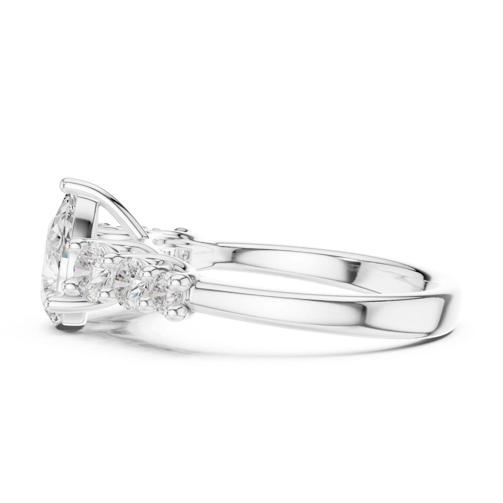  White Gold Celestial Teardrop Radiance Ring Side View