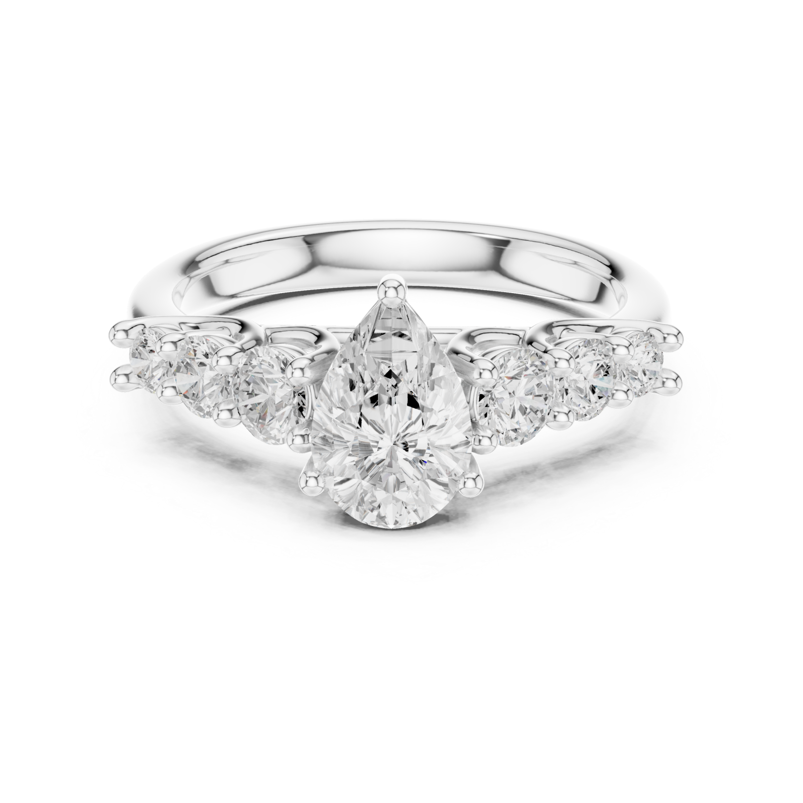  White Gold Celestial Teardrop Radiance Ring Front View