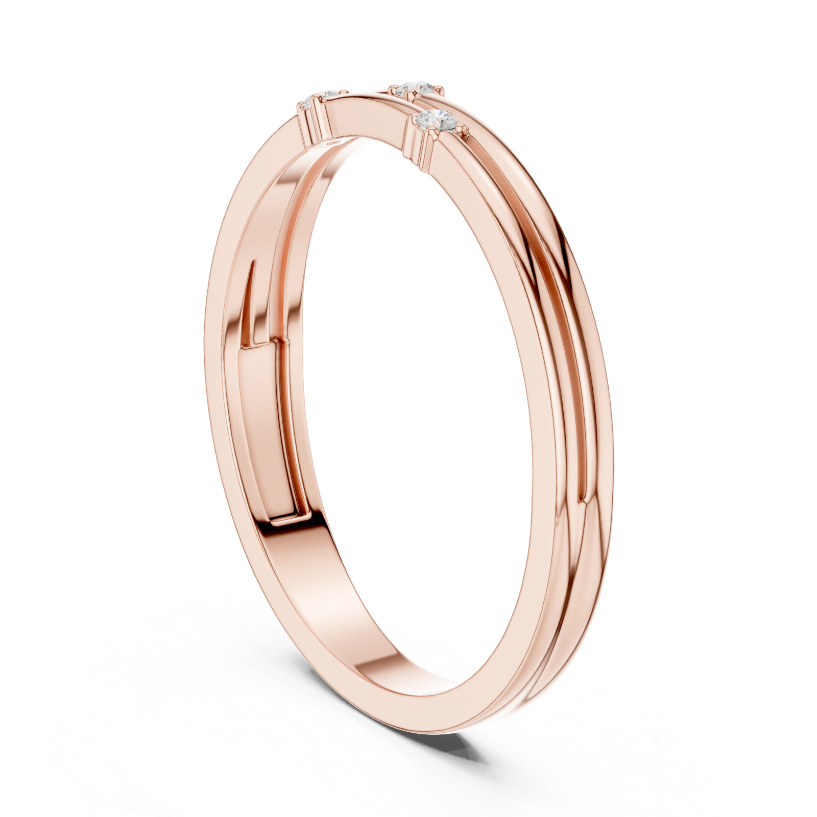  Rose Gold Trinity Muse Band Ring Left View