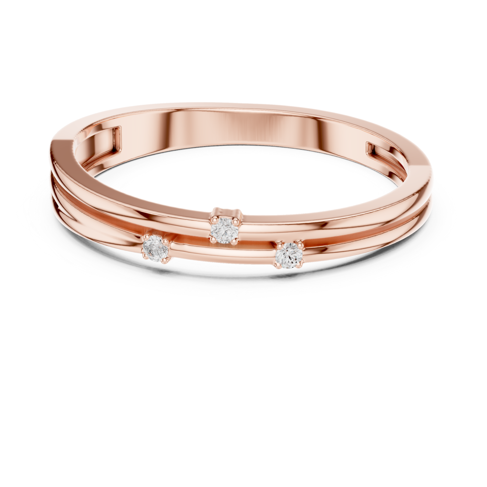  Rose Gold Trinity Muse Band Ring Front View