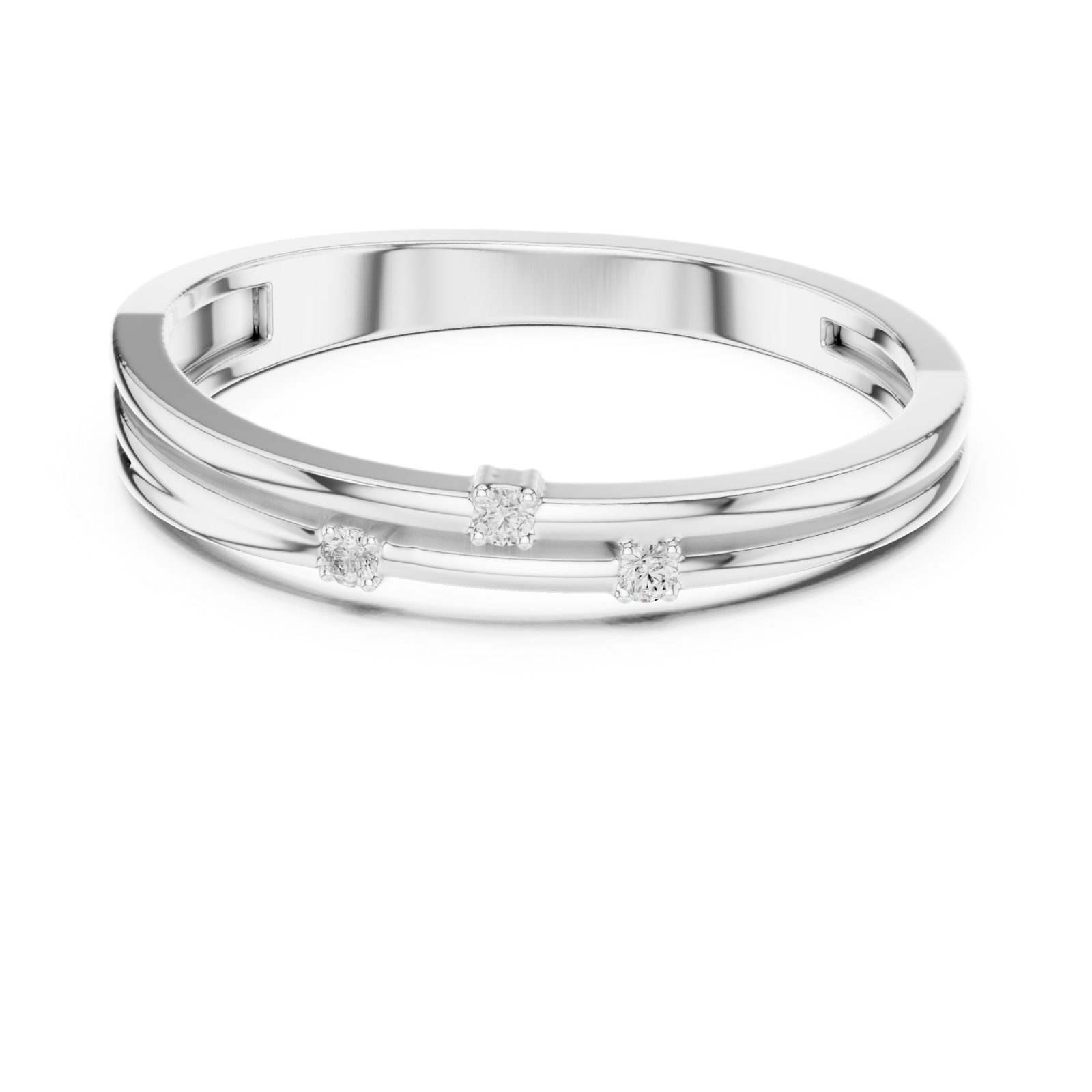  White Gold Trinity Muse Band Ring Front View