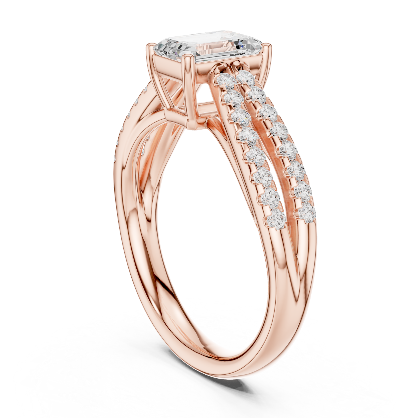  Rose Gold Majestic Aura Engagement Ring Left View