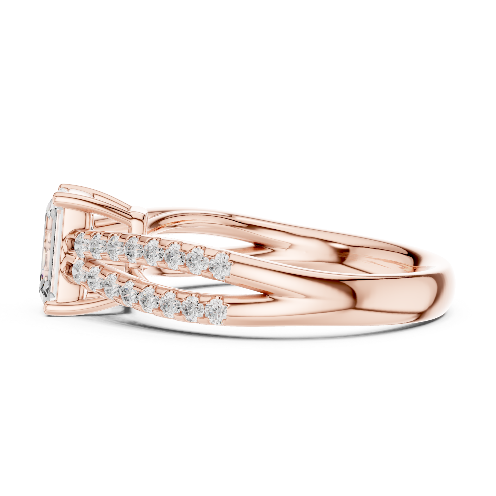  Rose Gold Majestic Aura Engagement Ring Side View