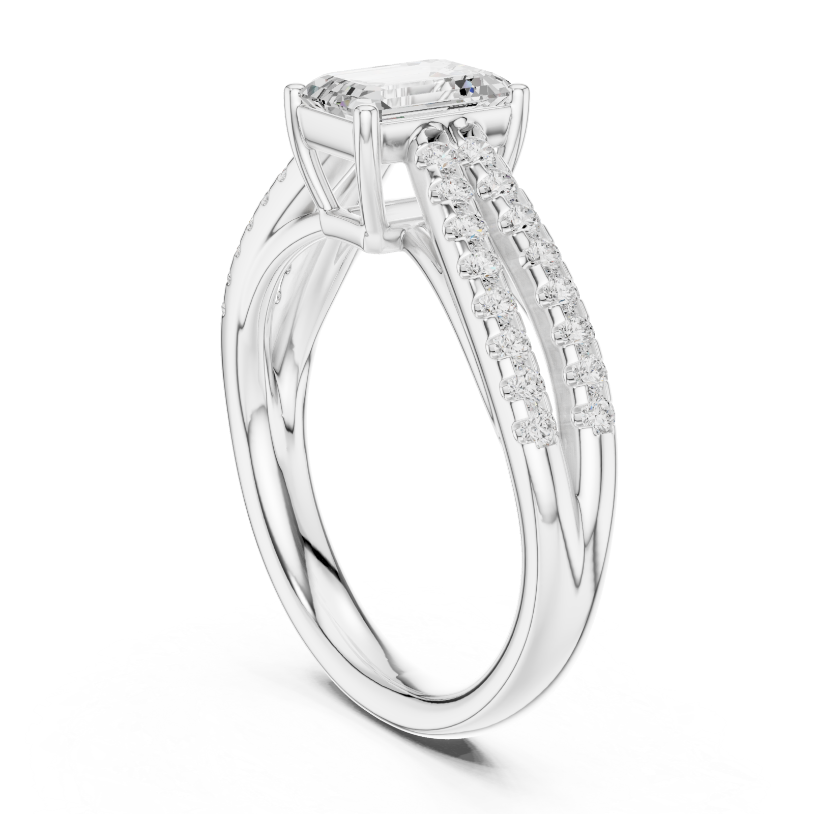  White Gold Majestic Aura Engagement Ring Left View