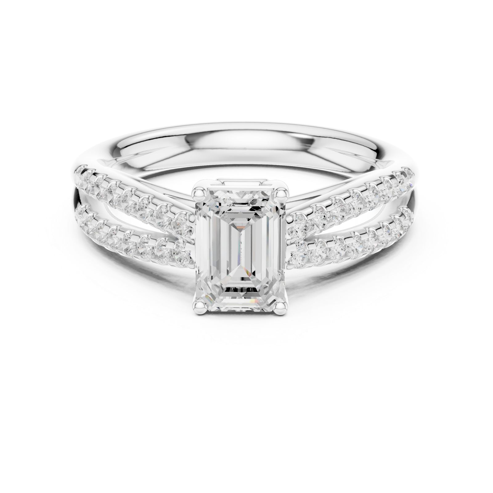  White Gold Majestic Aura Engagement Ring Front View