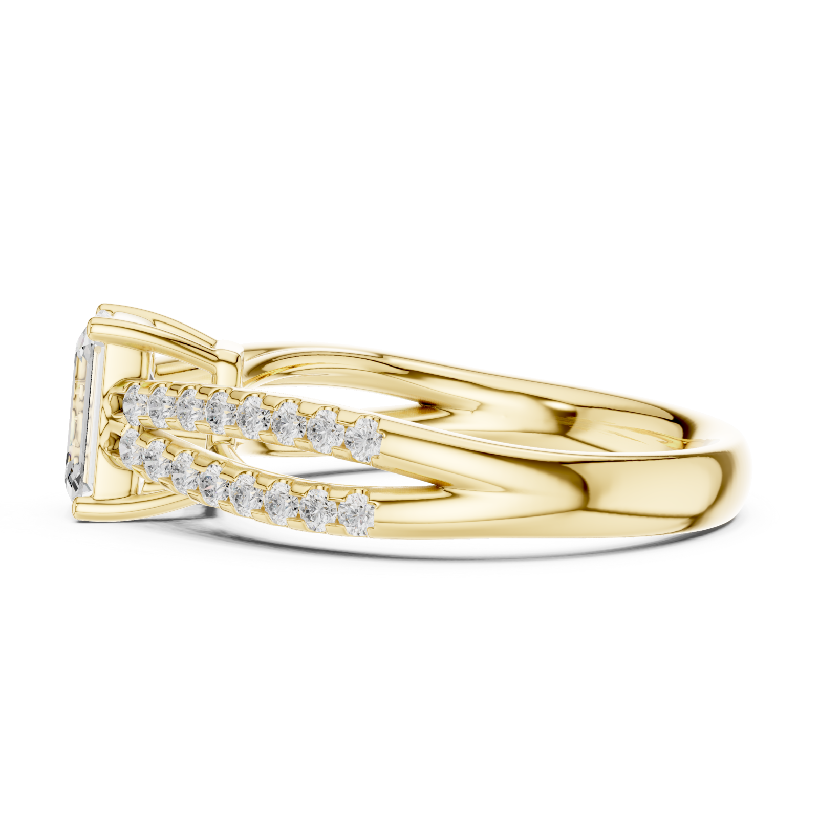  Gold Majestic Aura Engagement Ring Side View