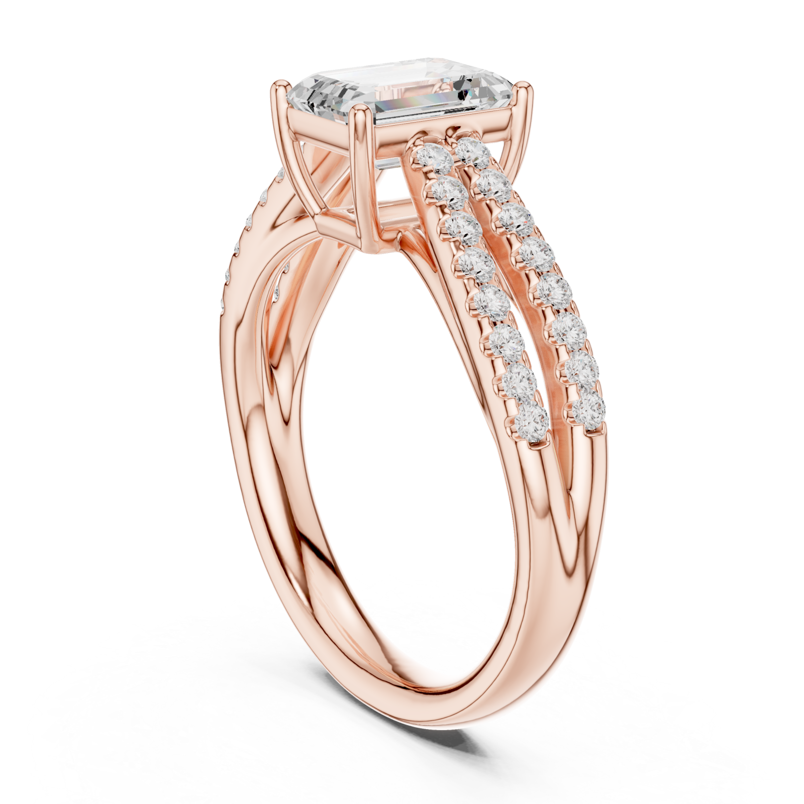  Rose Gold Dazzling Twin Row Elegance Ring Left View