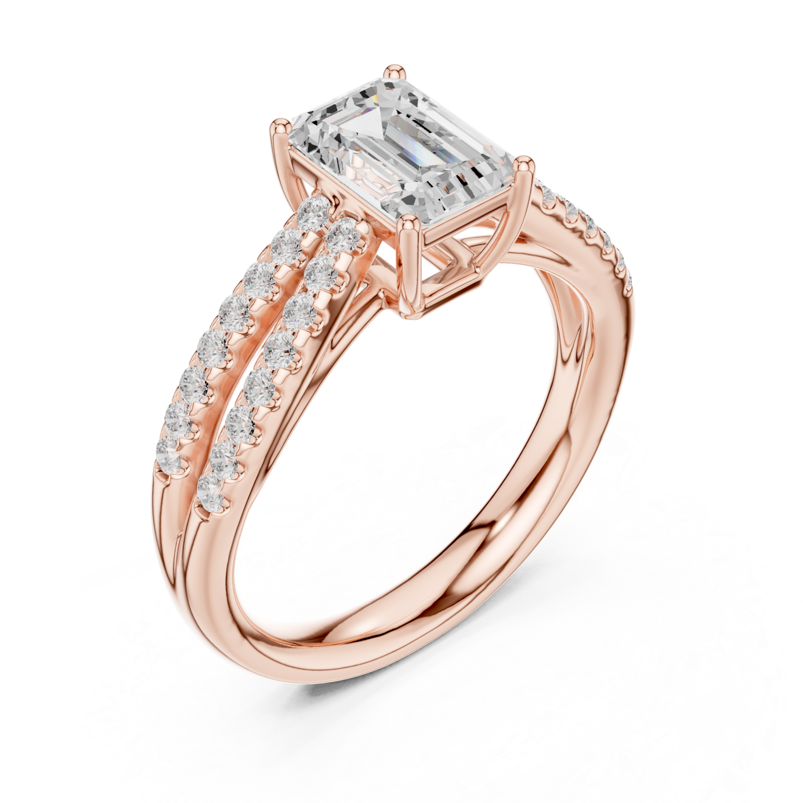  Rose Gold Dazzling Twin Row Elegance Ring Right View