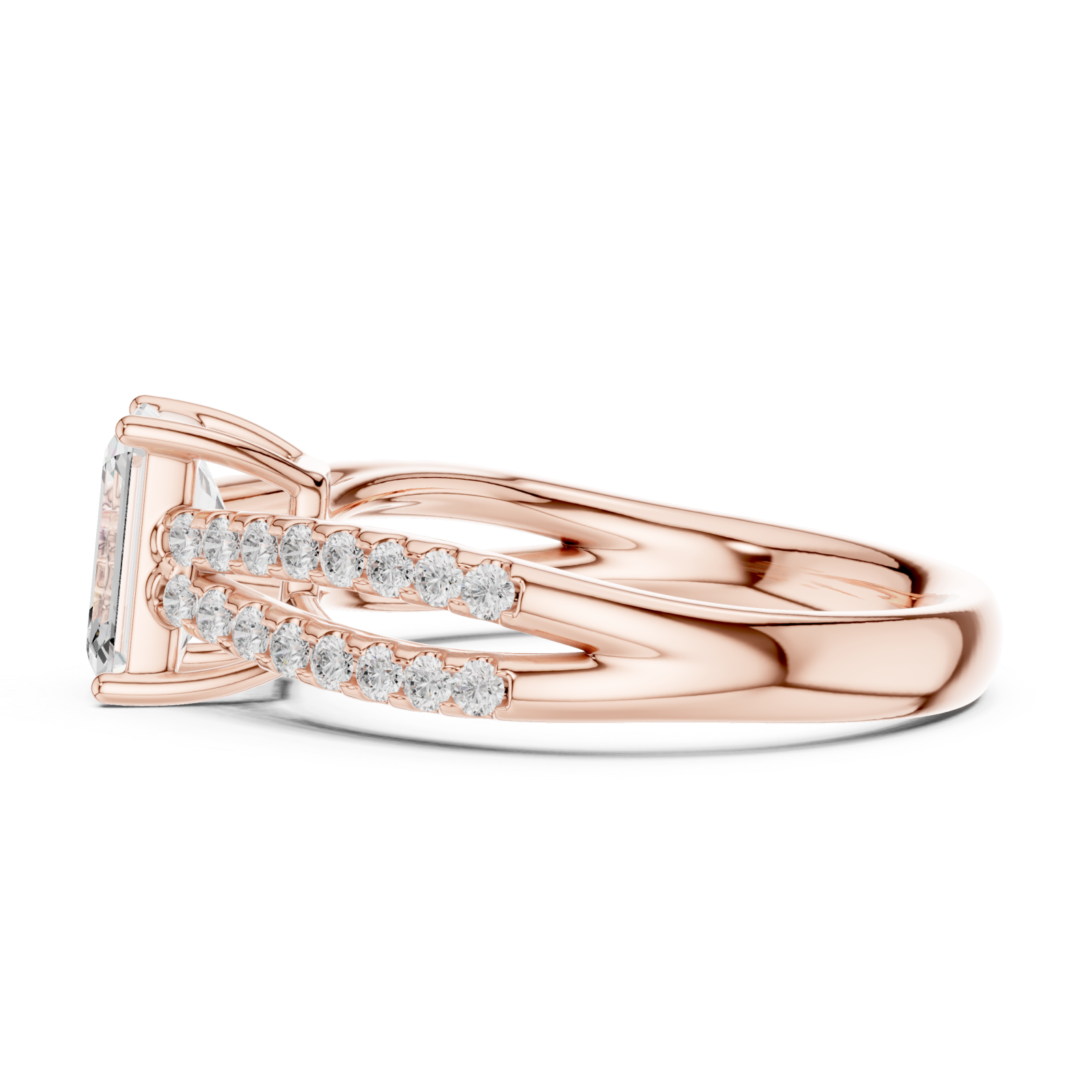  Rose Gold Dazzling Twin Row Elegance Ring Side View