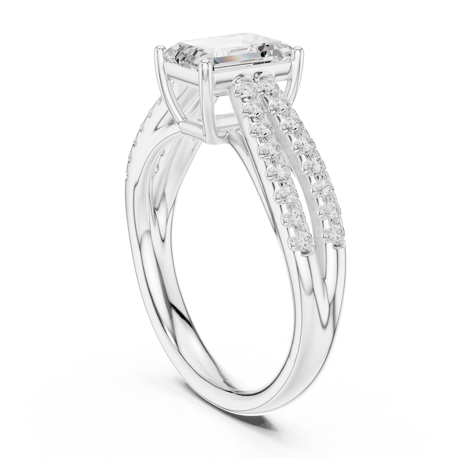  White Gold Dazzling Twin Row Elegance Ring Left View
